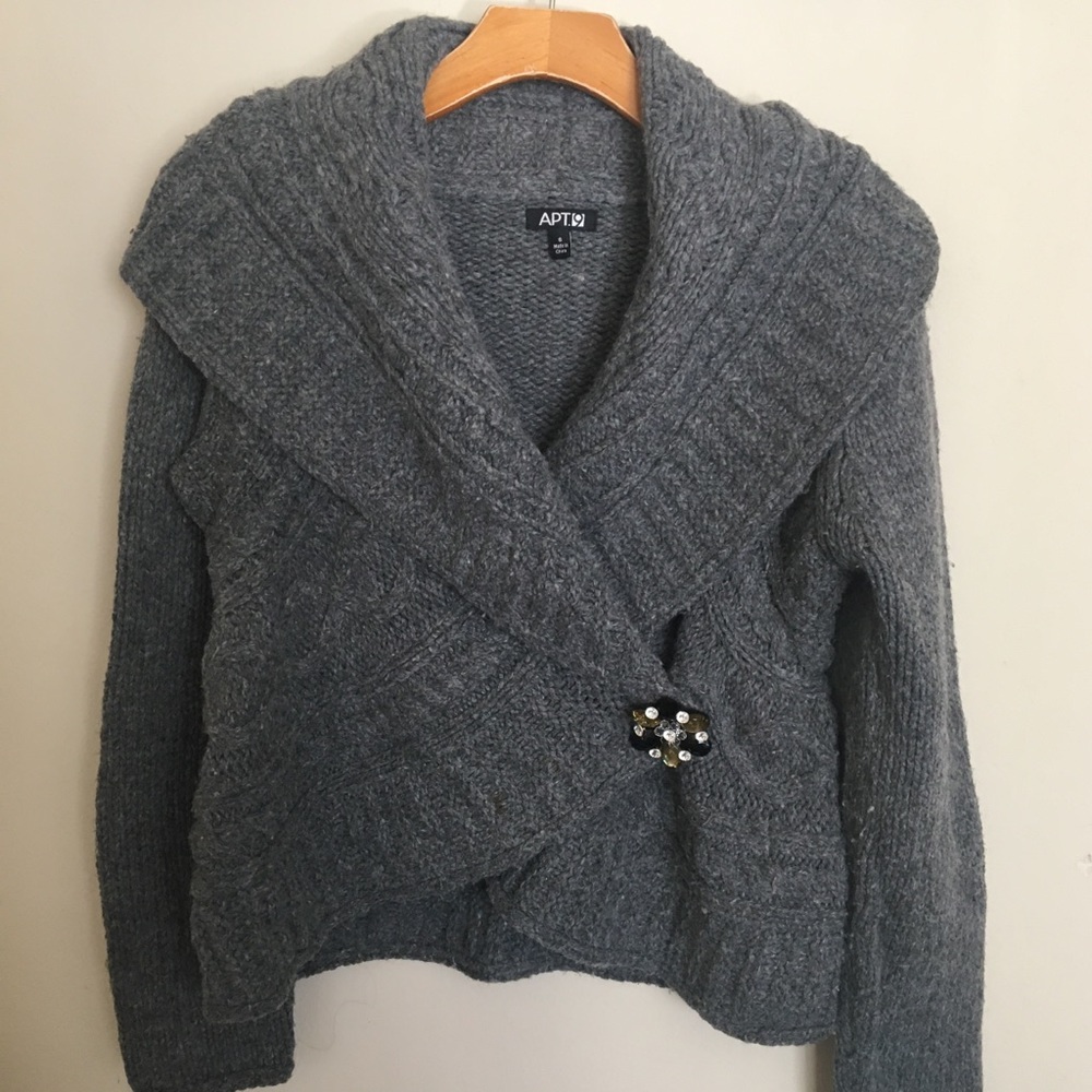 Heavy Cable Knit Shaw Collar sweater